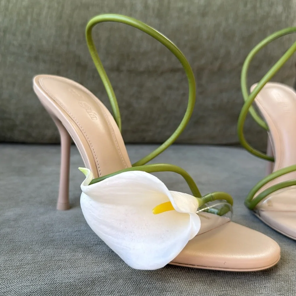 Cult Gaia Cassidy Heels Calla Lily Floral Statement Stiletto Sandal 37.5 - Picture 6 of 12